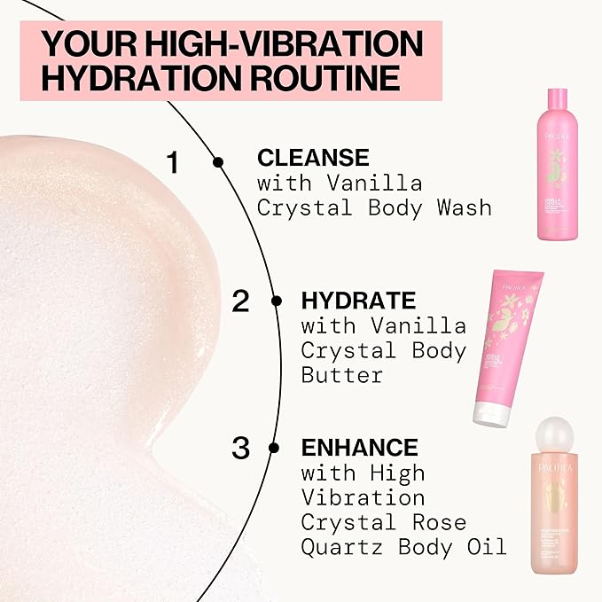 Pacifica Rose Quartz Body Oil – High Vibration Hydrating Body Oil with Natural Plant Oils & Rose Quartz Crystals, Moisturizing & Nourishing, Vegan & Cruelty-Free, Clean Beauty, Floral Scent, 4 oz