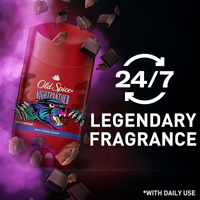 Old Spice Aluminum Free Deodorant for Men, 24/7 Odor Protection, 24/7 Freshness & Lasting Scent, Goes on Clear, NightPanther with Rich Warm Scent, 2.6 oz (Pack of 6)