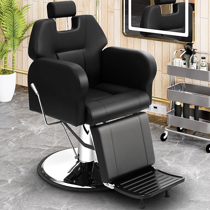 Professional Barber Chair for Barbershop Hydraulic Reclining Heavy Duty Salon Chair, 360 Degree Swivel for Hair Stylist Tattoo Home