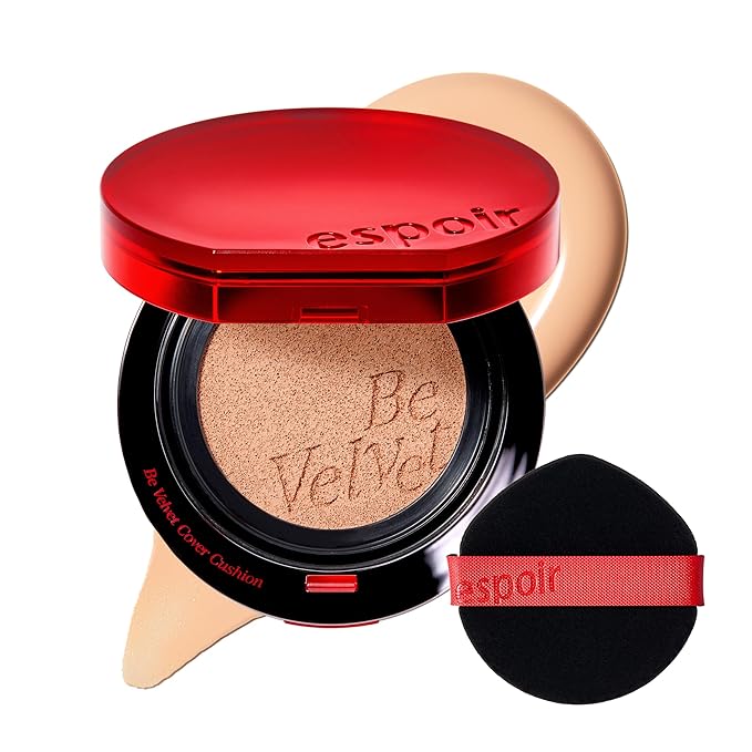 Espoir Be Velvet Cushion Foundation #22 Petal | Quick and Easy Coverage with Long-lasting Color by Zero Oxidation, Velvety Smooth Finish & Lightweight Formula, Vegan, Korean Makeup, 0.46 oz