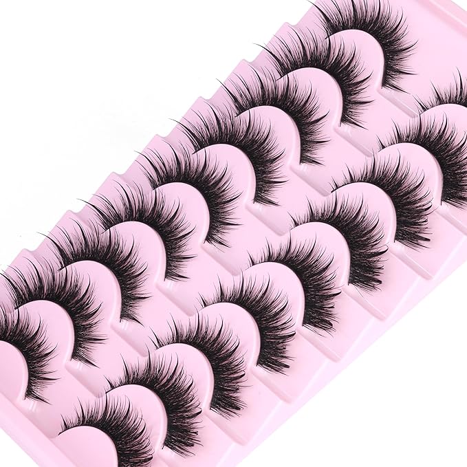 Cat Eye Lashes Manga False Eyelashes Wispy Lashes Strips Anime Fake Eyelashes with Spikes Wispy Lashes 9 Pairs Faux Mink Lashes 8-16mm Lash Extension by ALPHONSE
