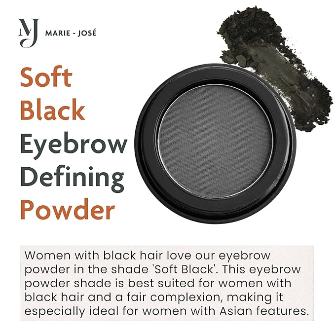 Soft Black Eyebrow Powder – Long-Lasting, Waterproof, Smudge-Proof Brow Powder for Natural, Defined Brows – Vegan & Cruelty-Free Eyebrow Makeup by Marie-José