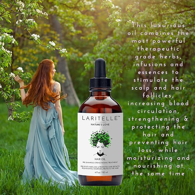 Laritelle Organic Hair Growth Treatment – Nature’s Love – 4 oz – Botanical Oil Blend for Follicle Stimulation & Scalp Renewal – Made in USA