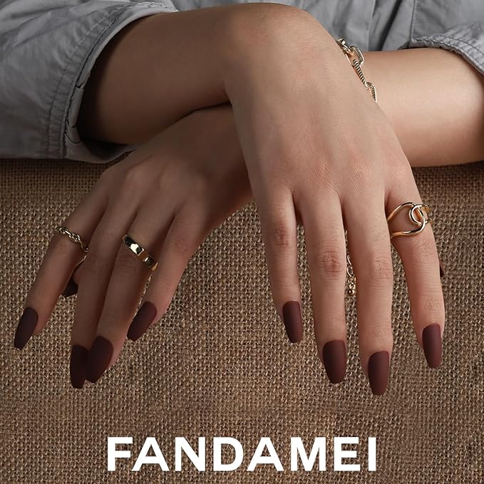 FANDAMEI Press on Nails, 12 Packs 288PCS Matte Press on Nails Medium Length, Short Fake Nails Full Cover, Ballerina Coffin with 7g Nail Tips Glue