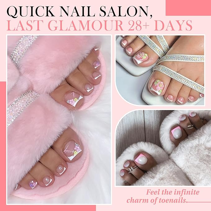 Square Gel Toe Nail Tips: 360Pcs 15 Sizes Full Cover Press On Toenails Long Wider Fake Toe Nails Soft Gel Pre-etched Double Matte For Nail Extensions Home DIY Nail Salon