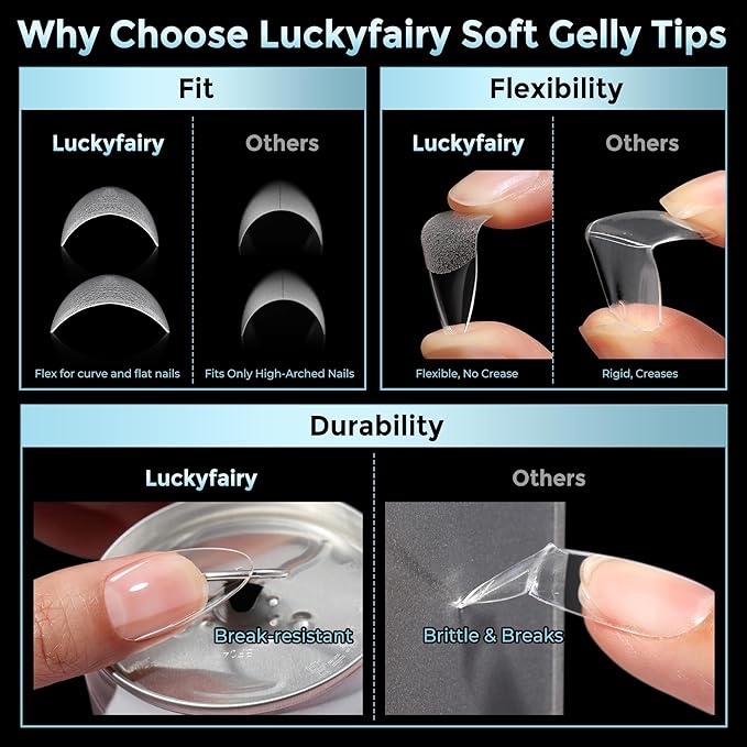 Medium Almond Nail Tips, 360pcs Soft Gel Pre-Shaped Acrylic Fake Nails, Half Matte Full Cover Clear Gelly Press on Flase Nail Tips for Extension Nail Manicure Home DIY 12 Sizes Gelly Tips