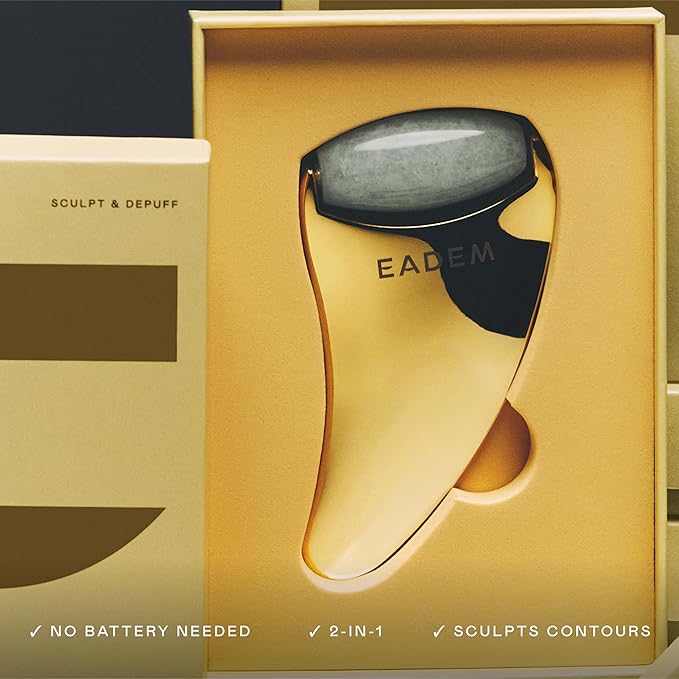 EADEM The Chisel, Gua Sha & Jade Facial Sculptor, Gua Sha Facial Tools for your Skin Care Routine, GuaSha Tool for Face, Jade Roller for Face, Luxury Jawline Sculptor