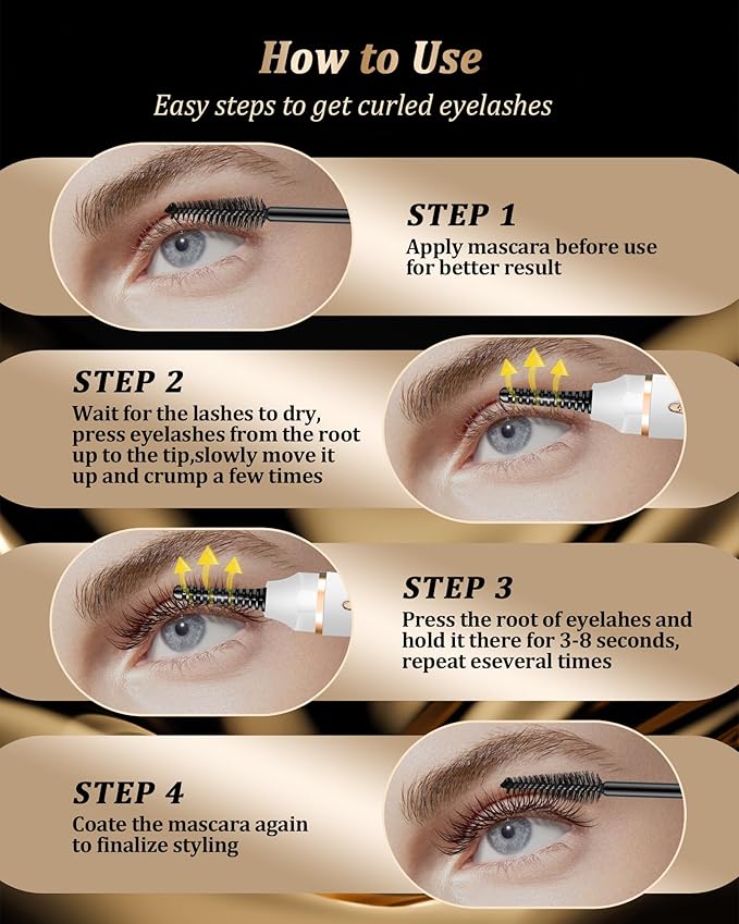 Heated Eyelash Curlers - Eye Lash Curler Heat with Eyelash Comb - Electric Eyelash Curler - Rizador De Pestañasey LED Display 3 Temp Settings USB Charge Natural Curling 24H for Women Makeup Tool Gifts