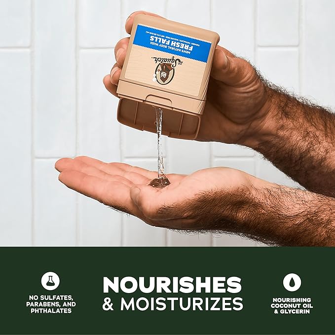 Dr. Squatch NEW Body Wash for Men with Nourishing, Natural Ingredients | No Paraben, Phthalate, Sulfate | All Day Moisturization | Fresh Falls, Coconut Castaway & Pine Tar (8 oz, 3-Pack)