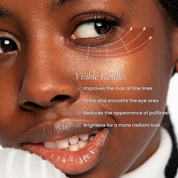 Koji White 3% Caffeine Eye Serum with 0.2% Retinol, Peptides, Hyaluronic Acid & Vitamin C for Puffiness & Dark Circles - Unscented, Vegan, Fragrance-Free 15 ML (0.50 Fl Oz)