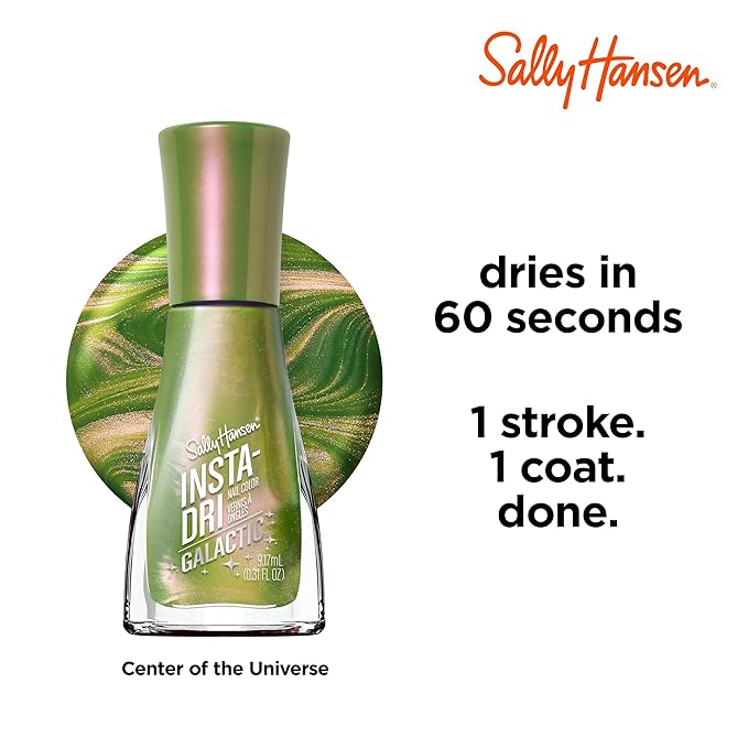 Sally Hansen Insta-Dri® Galactic, Center of the Universe, Quick Dry, Long Lasting, Streak-Free Shine, Metallic Green Nail Polish