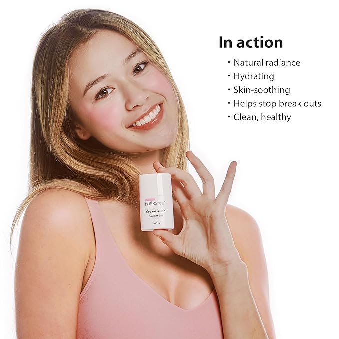 Frilliance Hydrating Cream Blush, Think Pink Glow Tint, Cruelty Free Hypoallergenic for Teens of All Skin Types, 30 ml / 1 fl oz