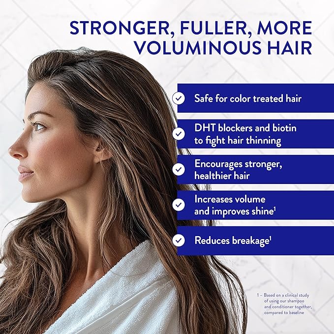 Routine Wellness Shampoo and Conditioner Set and Hair Serum for Thinning Hair - DHT Blocker Women & Men - Color Safe Shampoo for Hair Loss & Healthier Hair - Coconut & Vanilla Set + Serum