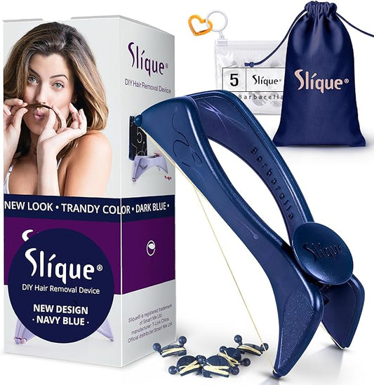 Original Slique Hair Removal Threading Epilator – Facial Hair Remover for Women – Includes 5 Replacement Threads – Easy to Use for Eyebrows, Upper Lip, Cheeks & More – Compact & Travel-Friendly