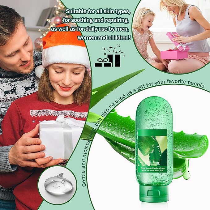 Moisturizing Gel for Face & Body,Non-sticky Gel After Sun Aloe Lotion Skin Care,Fast Absorbing Long Lasting Refreshing Hydrating Face Moisturizer for All Skin Types 04