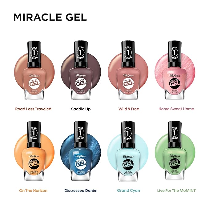 Sally Hansen Miracle Gel™, Grand Cyan, Long Lasting, Gel-Like Formula, No UV Lamp Needed, Blue Nail Polish