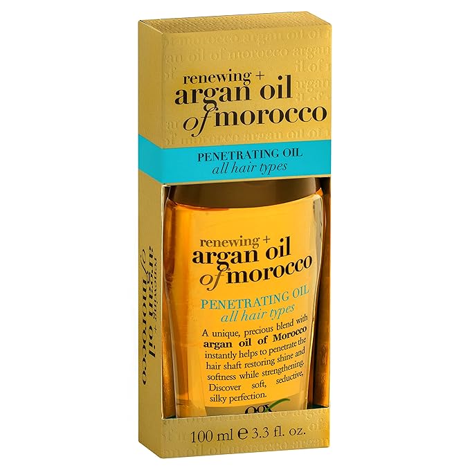 OGX Renewing + Argan Oil of Morocco Penetrating Hair Oil Treatment, Moisturizing & Strengthening Silky Oil for All Hair Types, Paraben-Free, Sulfated-Surfactants Free, 3.3 fl oz (Pack of 2)