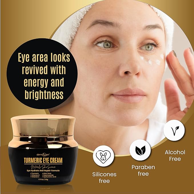 Vitamin C + Turmeric Eye Cream for Dark Circles & Puffiness - Hydrating & Moisturizing Under Eye Cream for Fine Lines & Bags - Reduce Dark Spots and Wrinkles for a Fresh Look - 1.7 FL OZ