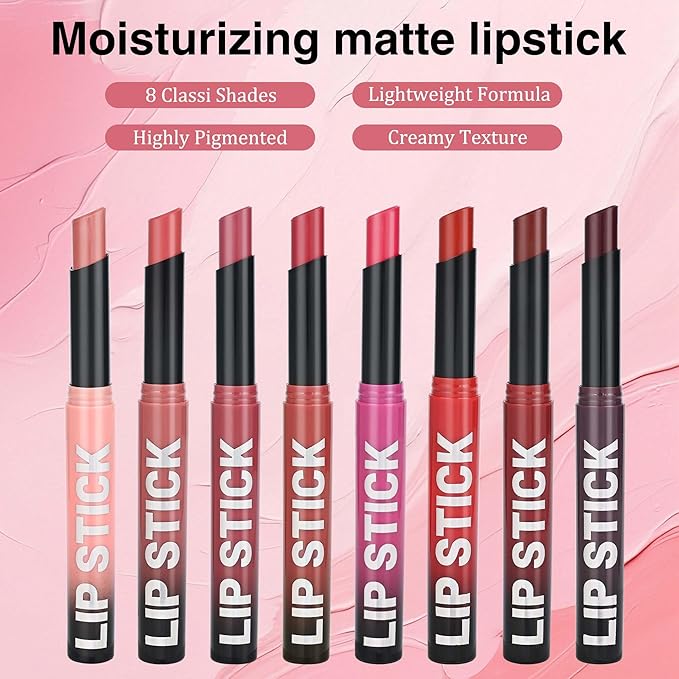 Cherry Red Matte Lipstick，Creamy Silky Matte+Lipsticks，Hydrating Balm-in-Lipstick，Velvety Finish for Women Daily Lip Makeup，High-pigment Formula，Easy to use and color，Vegan & Cruelty-Free 07#