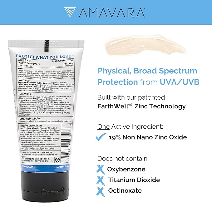 Transparent Mineral Sunscreen SPF 30, Non Nano Zinc Oxide Reef Safe Sunblock for Sensitive Skin, Biodegradable Broad Spectrum Body & Face Waterproof SPF Lotion, 1.65 Oz (2 Pack)