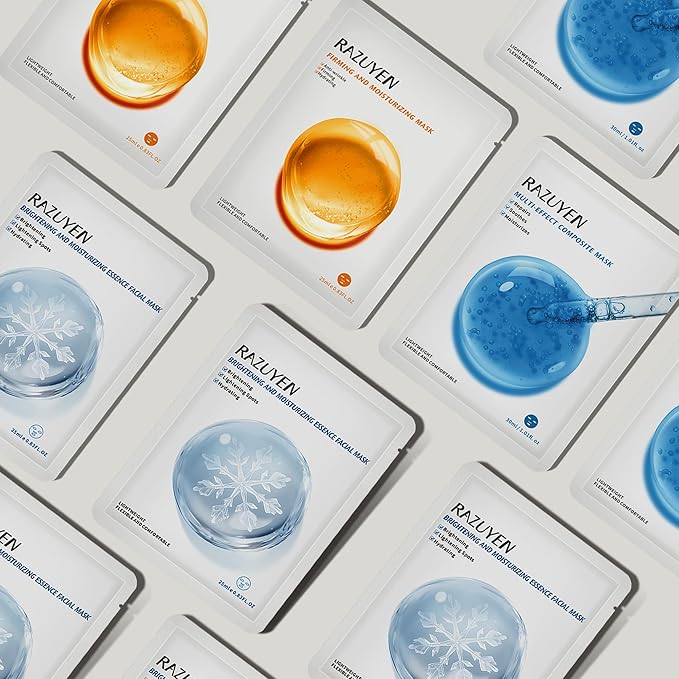 Face Sheet Masks (9 Variety Packs), with Peptides, Vitamin C and Panthenol B5, Anti-aging, Brightening, Soothing Facial Skincare Gift Set for All Skin Types, Moisturizing and Firming Mask Set