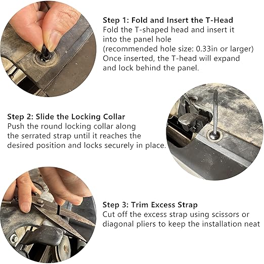 150Pcs Nylon Universal Cable Tie Buckle Ziplock Pro, Automotive Zipper Clips lock, Car Strap Style Zip Ties, Plastic Push Rivet Auto Body Parts Trim, Bumper Retainer Fender Liner Door Panel Fastener