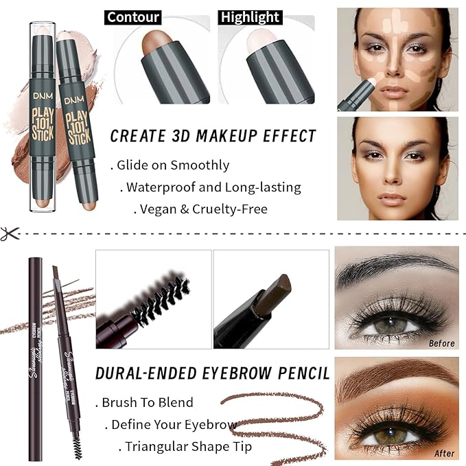 Makeup Set Kit for Women Full Kit, Makeup Present for Girl Women Teen, Matte Eyeshadow CC Cream Foundation Face Primer Brush Set Sponges, Lip Glosses Counter Stick Eyeliner