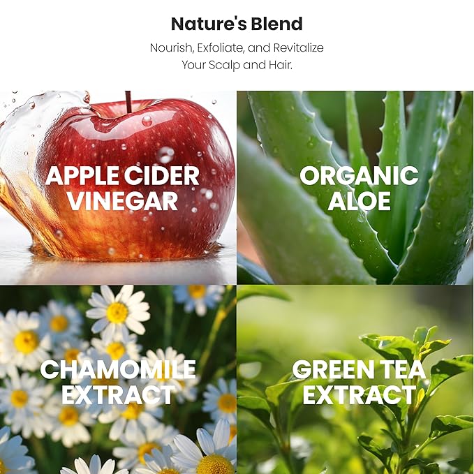 Applebiotic Apple Cider Vinegar Hair Rinse - Gentle Scalp Cleanser to Clarify & Remove Product Buildup - Dry, Itchy Scalp Treatment, Silicone & Sulfate Free, 8 oz