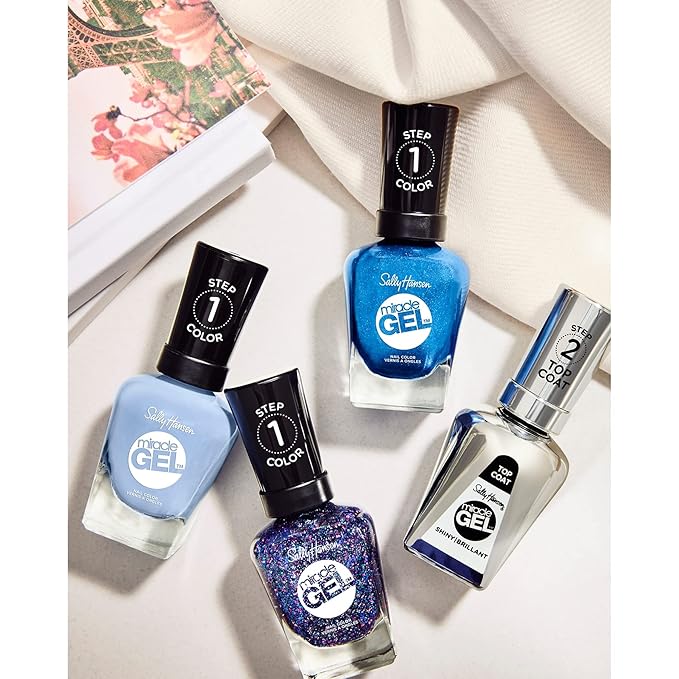 Sally Hansen Miracle Gel™, Travel Seekers Blues Cruise, Long Lasting, Gel-Like Formula, No UV Lamp Needed, Blue Nail Polish