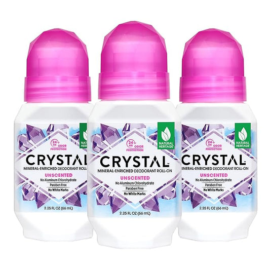 CRYSTAL BODY DEODORANT Roll-On - Unscented Susan G Komen (2.25 fl oz) - 3 Pack - Packaging May Vary