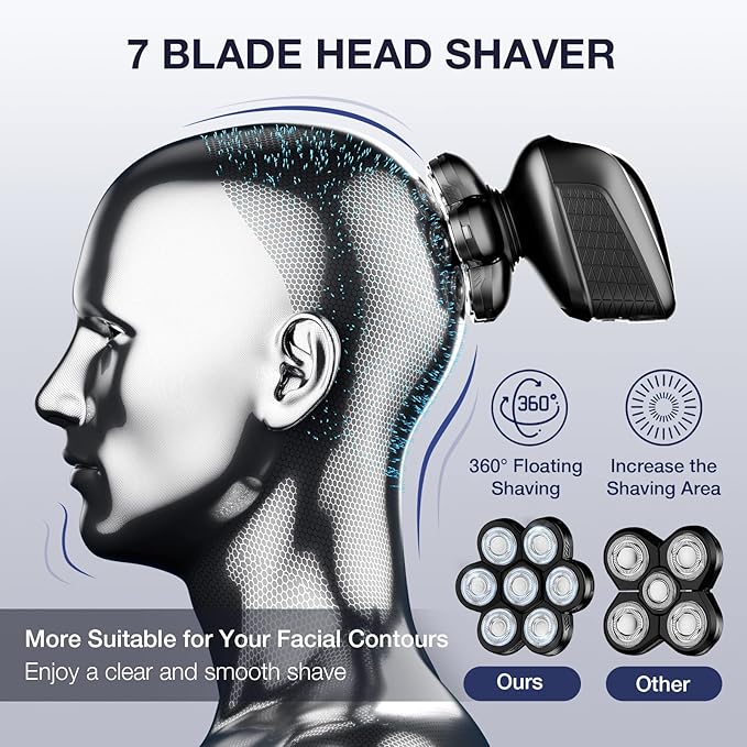 Head Shavers for Bald Men: 5-in-1 Electric Razor - Waterproof Shaving Grooming Kit for Balder - Turbo Speed & Precision Blades (Black)