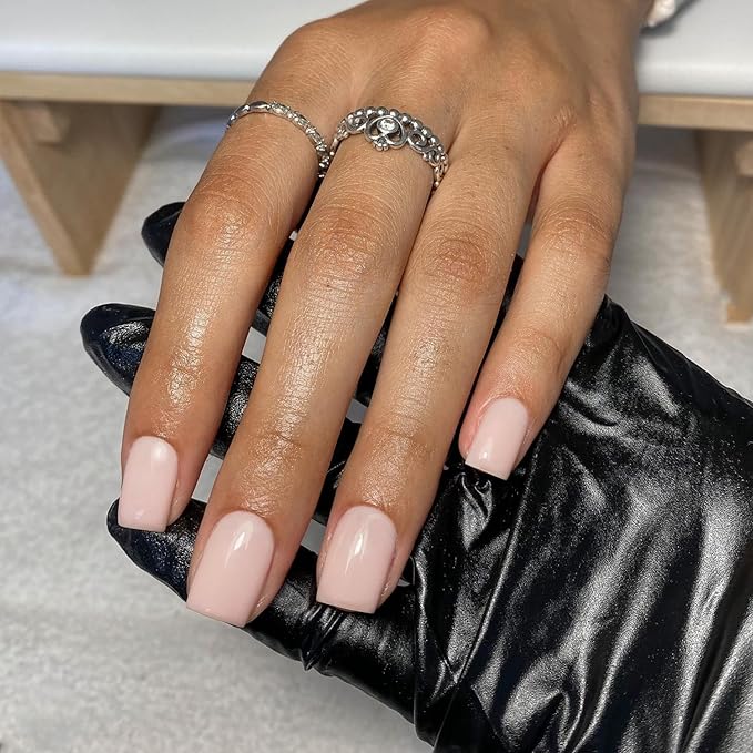 48pcs Nude Press-on Nails, Glue-on Nails - Short, Square, Extra Short, Acrylic, Natural, Handsmade Thick False Nails for Women