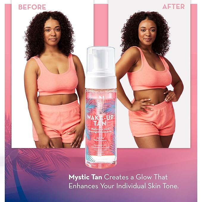 Mystic Tan Wake-Up Tan Hyaluronic Acid Overnight Moisturizer – Self-Tan Water Mousse, 5.5 fl. oz / 172 ml