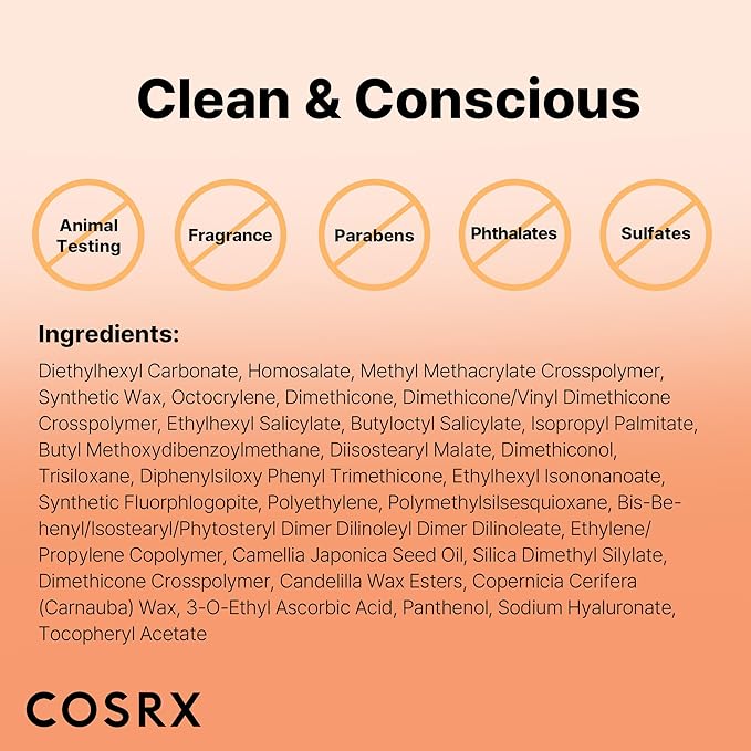 COSRX Airy-Light Clear Sunscreen Stick with Vitamin E & C SPF 50, 0.67 oz, 19g, Lightweight, Travel Essentials, Summer Essentials, Korean Skin Care, Korean Matte Sunscreen for Face, Stocking Stuffers