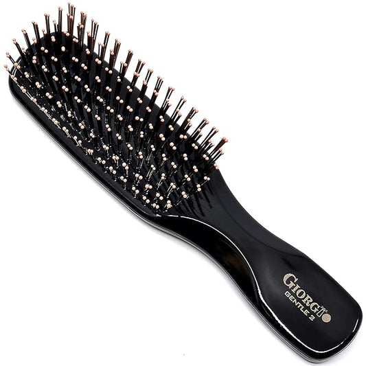 Giorgio Gentle Mini Hair Brush for Men - Dual Length Bristles for Fine and Thick Hair, Scalp Massager, Detangler, and Travel Brush