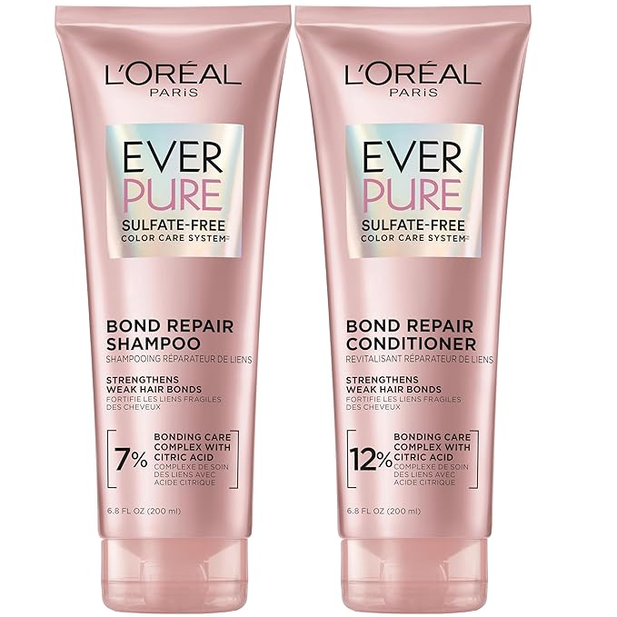 L'Oreal Paris EverPure Sulfate-Free Vegan Hair Care Kit - Shampoo and Conditioner to Strengthen and Repair Hair Bonds (Packaging May Vary)