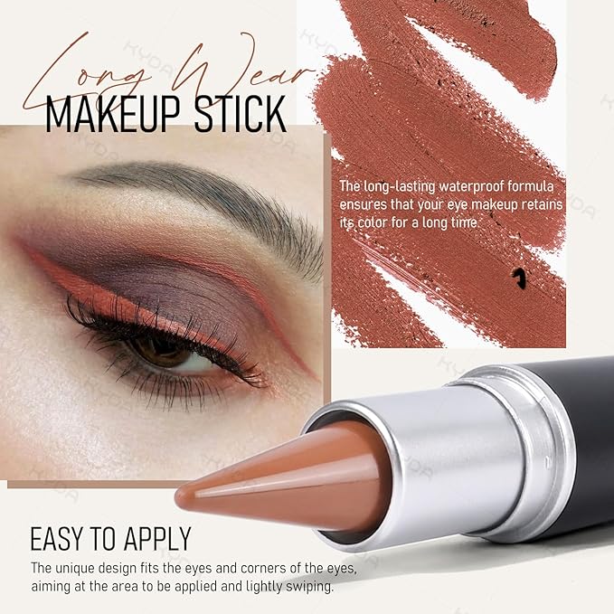 KYDA 2 Pcs Gel Eyeliner, Natural Eyeliner Cream for Older Women, Waterline Matte Eye Liner with Brushes, Waterproof Smudge Proof Smoky Eyeshadow, Multiuse Eyes Makeup Stick, Naked Color