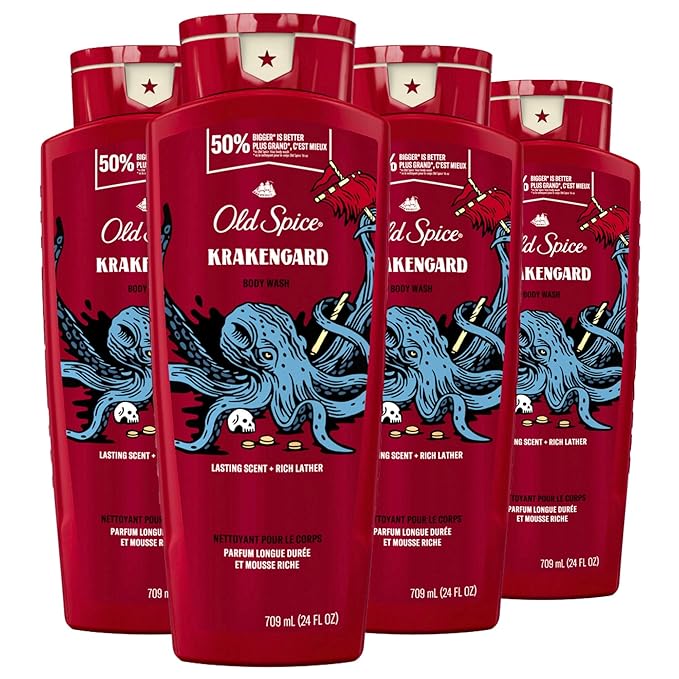 Old Spice Body Wash for Men, Krakengard, Long Lasting Lather, 24 FL OZ (Pack of 4)
