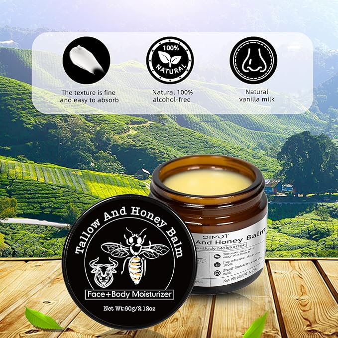 Tallow and Honey Balm for Skin Honey Butter Face & Body Cream For Skin Firming & Hydrating Balm Skin Care Tallow Face Moisturizer Cream (2)
