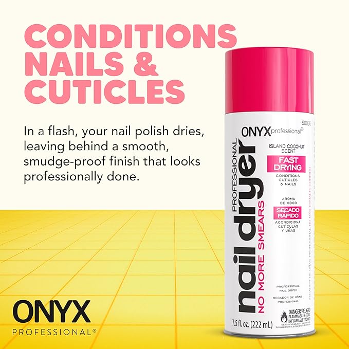 Onyx Professional Nail Polish Dryer, 7.5 oz - Rapid Drying, Fast Drying Spray, Salon Style Results Nail Dryer