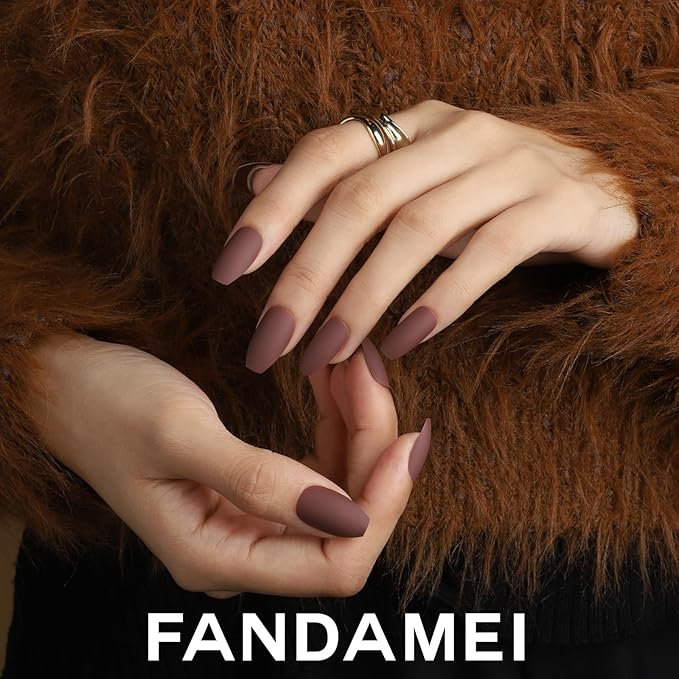 FANDAMEI Press on Nails, 12 Packs 288PCS Matte Press on Nails Medium Length, Short Fake Nails Full Cover, Ballerina Coffin with 7g Nail Tips Glue