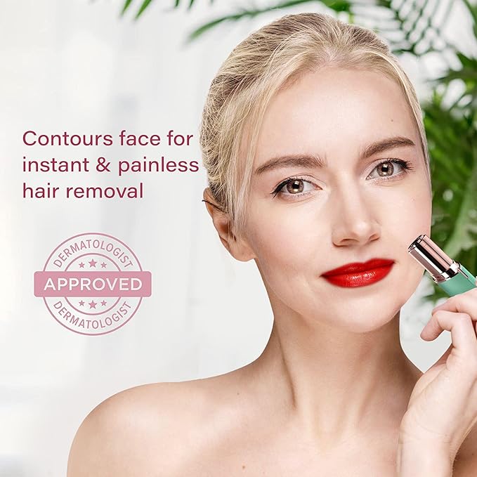 Facial Hair Removal for Women | Electric Razor Device Small Mustache Dermaplaning Remover Tools Tweezers Epilator Trimmer Face Dermaplane Shavers Beauty Gadgets Set Accessories by VISOFO (Emerald)