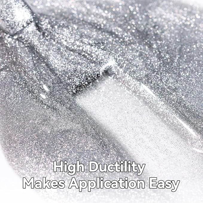 Makartt Universal Silver Cat Eye Gel Polish: Sparkle Glitter Nail Polish Holographic Magnetic Gel with Magnet DIY at Home for Beginner Easy to Use Nail Art Design Manicure 10ml