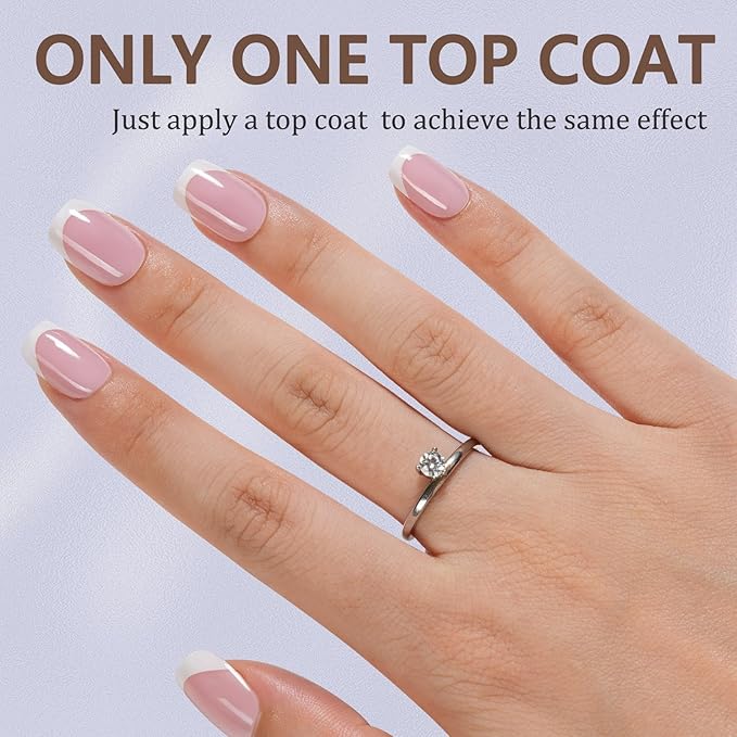 Misssix French Gel Nail Tips, 150Pcs French Tip Press on Nails Short Square Pink, No Need to File 3 in 1 Tips Pre-lasting, Gel Fake Nails for Nail Art DIY 15 Sizes