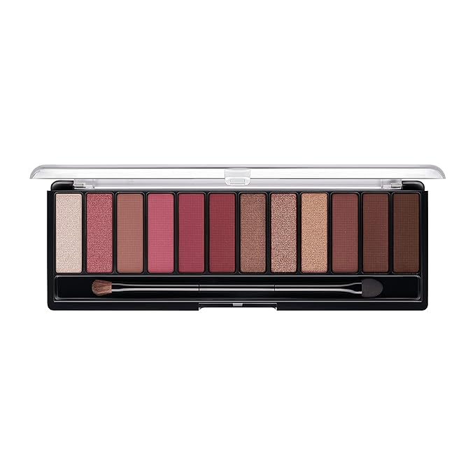 Rimmel London Magnif'Eyes Eyeshadow Palette, 12 Shades, Blendable Formula, Versatile, 007, Crimson, 0.5oz