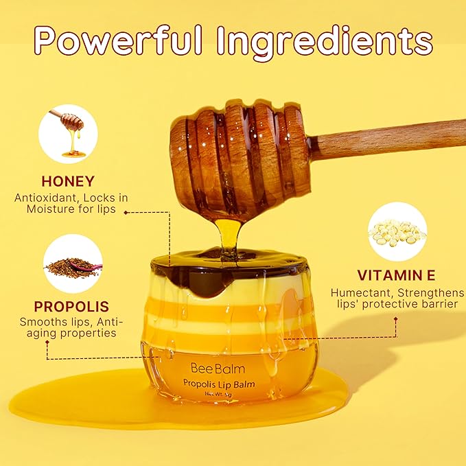Original My Bee Balm Lip Balm - 2 pack Hydrating Balm Honey Pot for Dry, Chapped & Cracked Lips - Enriched with Propolis, Honey & Vitamin E - Soften, Smooth & Reduce Lip Lines