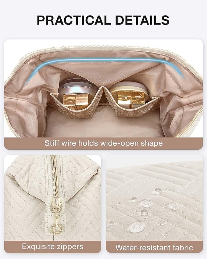 BAGSMART Travel Makeup Bag, Cosmetic Bag Make Up Organizer Case,Large Wide-open Pouch for Women Purse for Toiletries Accessories Brushes