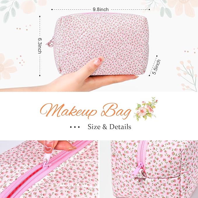 Soidram quilted makeup bag floral