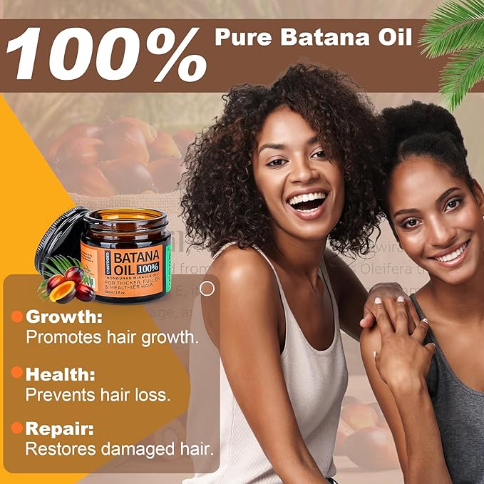 Raw Batana Oil for Hair Growth Dr Sebi, 100% Pure Organic Batana Hair Mask from Honduras, Wild Growth Hair Oil, Scalp Oil Promotes Hair Thickness, Prevents Loss for Men & Women, 2 fl oz (1 Pack)