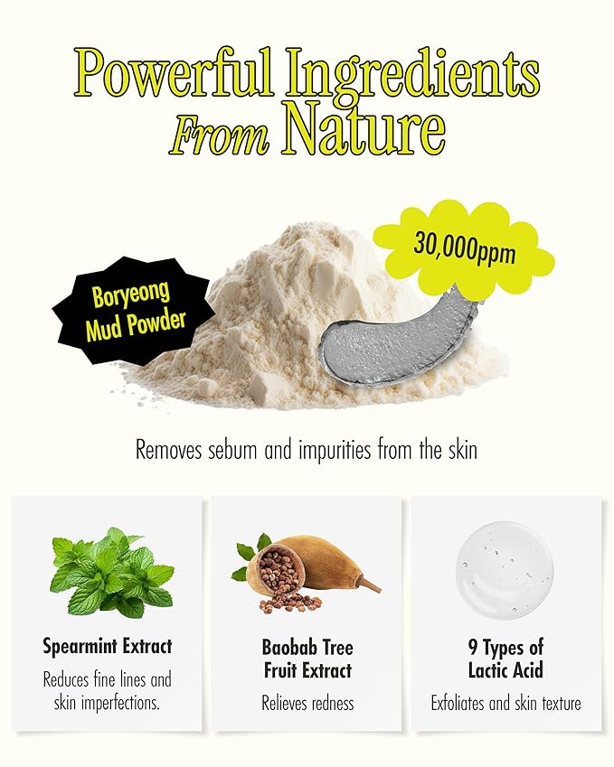 BRMUD Relief Mud Pack to Foam Cleanser - 2-in-1 Purifying & Hydrating Korean Foaming Clay Mask Facial Cleanser for Pore & Sebum Control - Makeup Cleansing Face Wash Korean Skincare (3.71 fl oz)